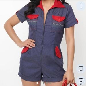 Unique Vintage Denim Romper